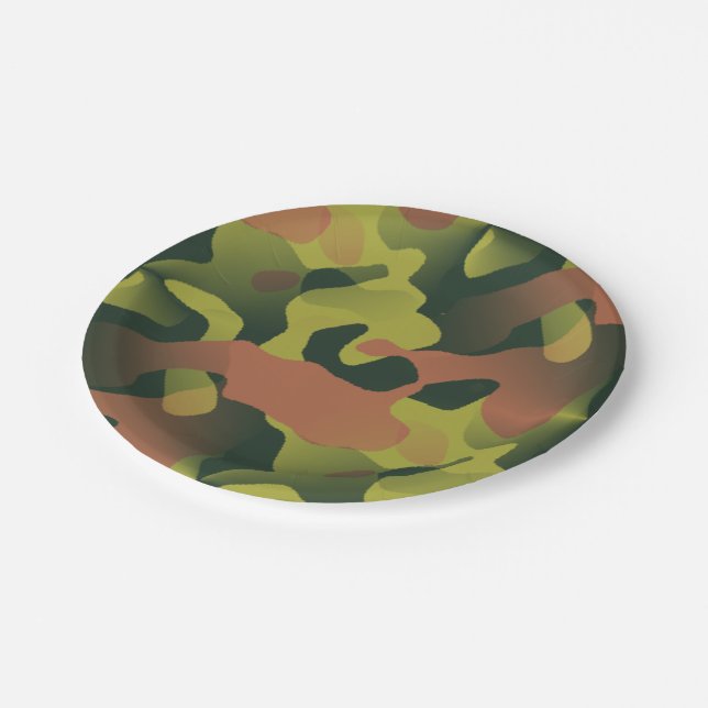 Plato De Papel Patrón de camuflaje verde y marrón (Angular)
