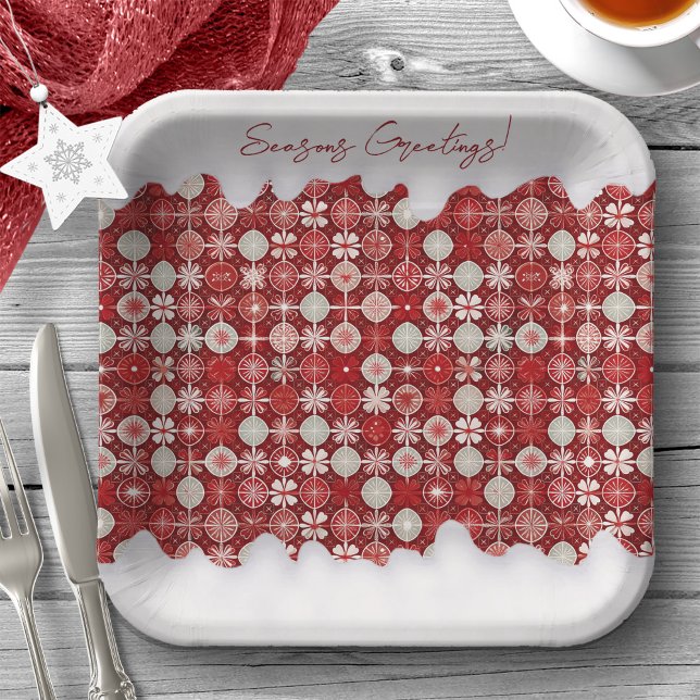 Plato De Papel Patrón de canto de Navidades blancos rojos#13 ID10 (Subido por el creador)