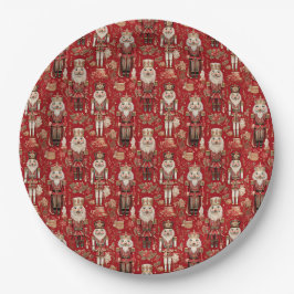 Plato De Papel Patrón de cascanueces rojos Navidad