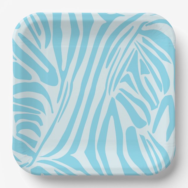 Plato De Papel Patrón de cebra azul (Anverso)