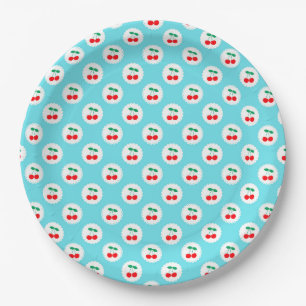 Plato De Papel Patrón de Cereza – Regalo y Decoración de Frutas R