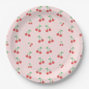 Plato De Papel Patrón de cerezo dulce