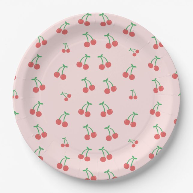 Plato De Papel Patrón de cerezo dulce (Anverso)