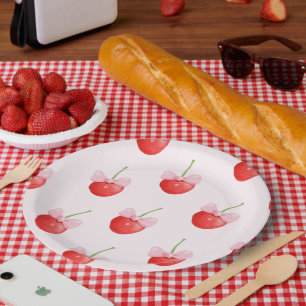 Plato De Papel Patrón de cerezo dulce