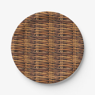 Plato De Papel Patrón de cesta de mimbre