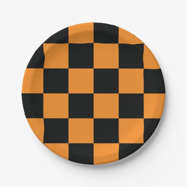 Plato De Papel Patrón de cheques de Halloween (Anverso)