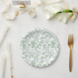 Plato De Papel Patrón de Chinoiserie Francés de Rosas Florales Ve