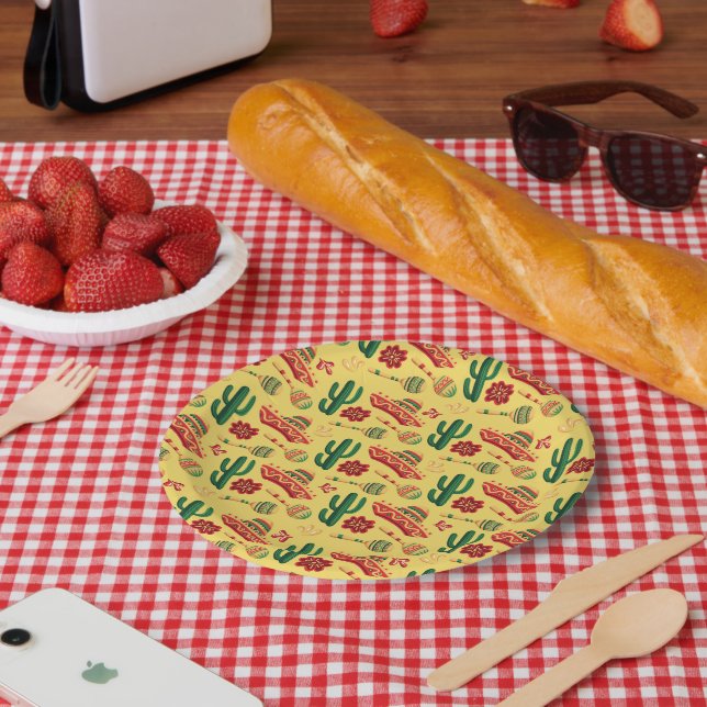 Plato De Papel Patrón de Cinco De Mayo Mexicano (Picnic)