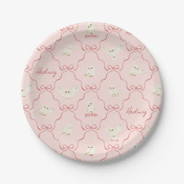 Plato De Papel Patrón de cinta rosa Hedwig