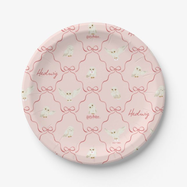 Plato De Papel Patrón de cinta rosa Hedwig (Anverso)