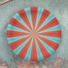 Plato De Papel Patrón de circo rojo y azul de vintage