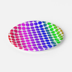 Plato De Papel Patrón de Círculo de Colores de Arcoíris