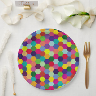 Plato De Papel Patrón de color moderno - Hipster de primavera de