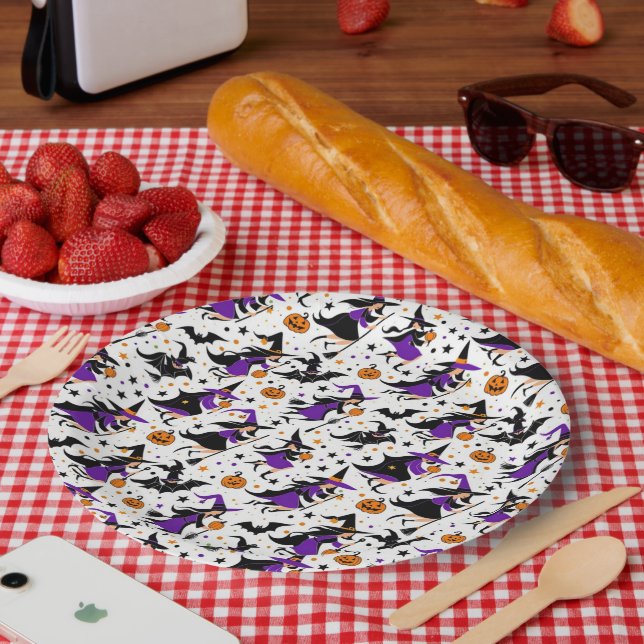 Plato De Papel Patrón de compilación de brujas locas (Picnic)