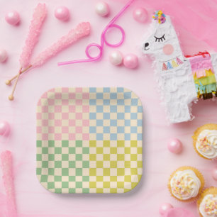 Plato De Papel Patrón de comprobación de cuatro cheques Pastel