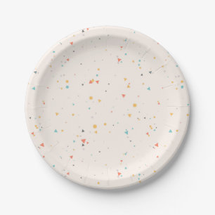 Plato De Papel Patrón de confetti de puntos y triángulos