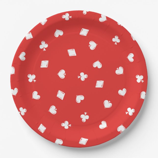 Plato De Papel Patrón de conjunto de póquer afortunado en amor ro (Anverso)