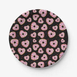 Plato De Papel Patrón de cookie de corazón rosado