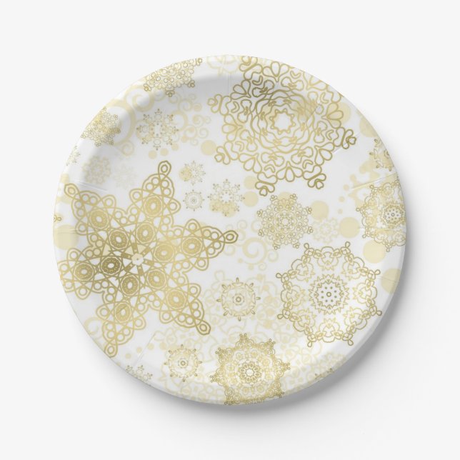 Plato De Papel Patrón de copo de nieve (Anverso)