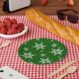 Plato De Papel Patrón de copo de nieve, copos de nieve blancos, n
