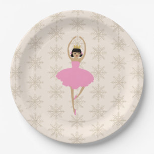 Plato De Papel Patrón de copo de nieve de bailarina cascanueces