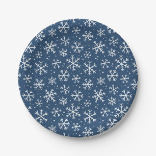 Plato De Papel Patrón de copo de nieve doodle – Navidad de invier