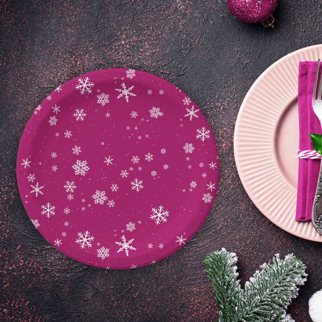 Plato De Papel Patrón de copo de nieve en vacaciones de Navidades (Subido por el creador)