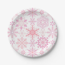 Plato De Papel Patrón de copo de nieve Rosa