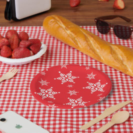 Plato De Papel Patrón de copos de nieve, copos de nieve blancos, 