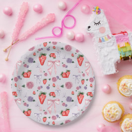 Plato De Papel Patrón de coquetas de arcos, Rosas y fresas