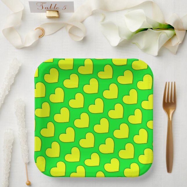 Plato De Papel Patrón de corazón (Boda)