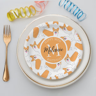 Plato De Papel Patrón de Corgi galés de Pembroke