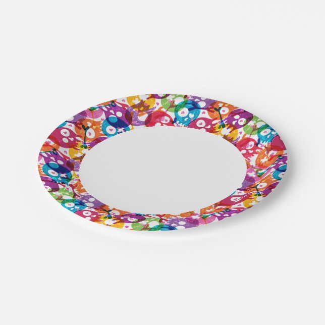 Plato De Papel Patrón de cráneo 3 (Angular)