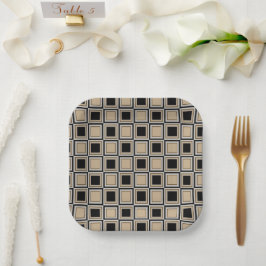 Plato De Papel patrón de cuadrados