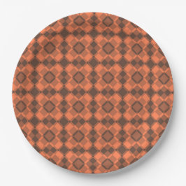 Plato De Papel Patrón de cuadros argyle marrón coral
