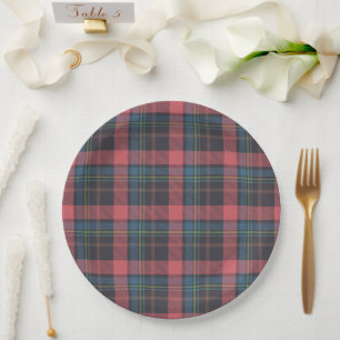 Plato De Papel Patrón de cuadros clásico
