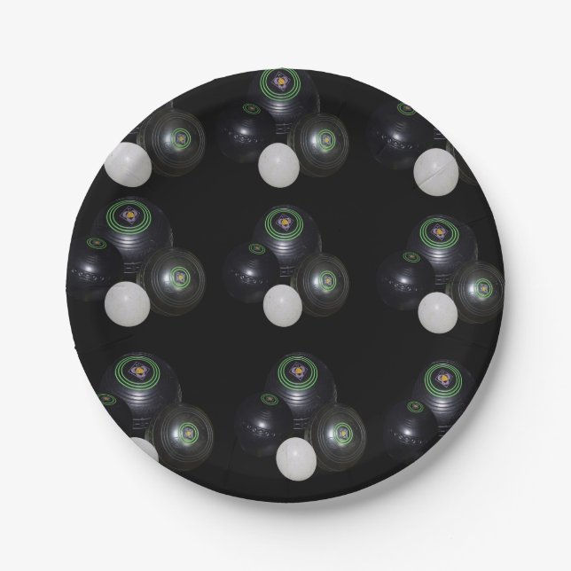Plato De Papel Patrón De Cuadros De Césped Negro Y Blanco, (Anverso)
