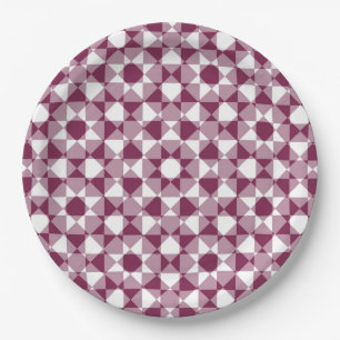 Plato De Papel Patrón de cuadros de diamantes de damero colorido