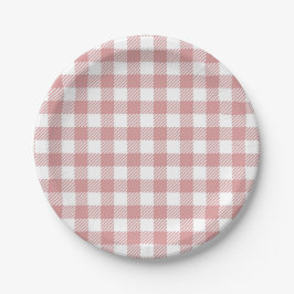 Plato De Papel Patrón de cuadros gingham rosado