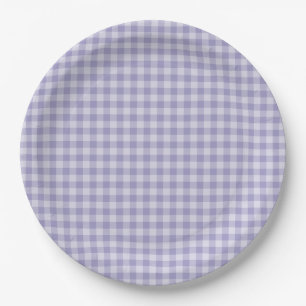 Plato De Papel Patrón de cuadros púrpura