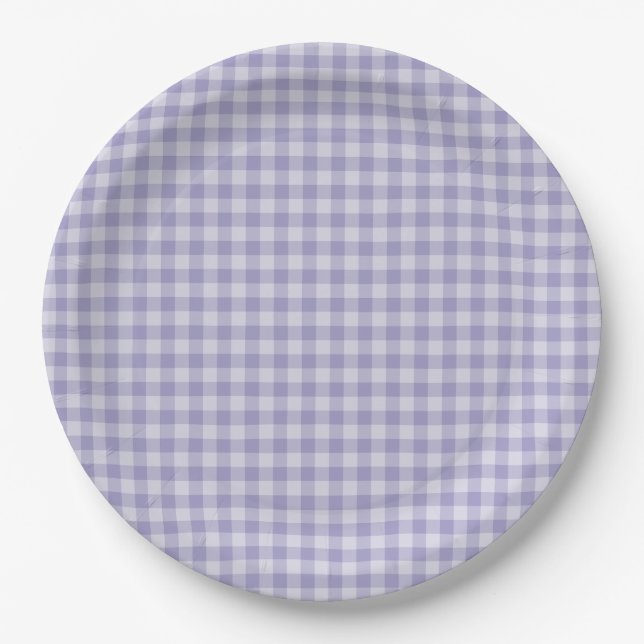 Plato De Papel Patrón de cuadros púrpura (Anverso)