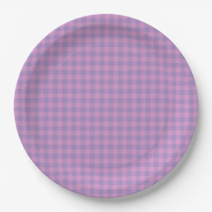 Plato De Papel Patrón de cuadros púrpura rosa