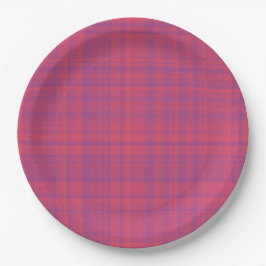Plato De Papel Patrón de Cuadros Rojos y Morados