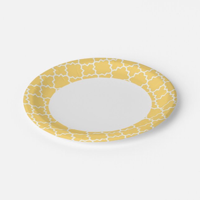 Plato De Papel Patrón de cuatrefol amarillo (Angular)