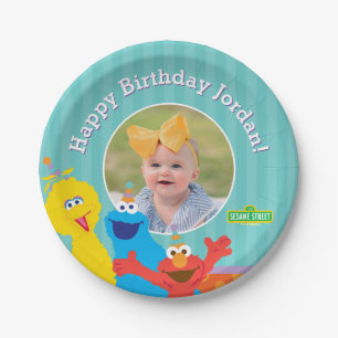 Plato De Papel Patrón de cumpleaños de Sesame Pals
