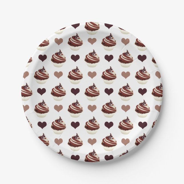 Plato De Papel patrón de cupcakes de chocolate (Anverso)