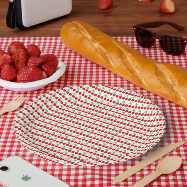 Plato De Papel Patrón de delicia de cerezo (Picnic)