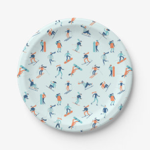 Plato De Papel Patrón de deportes de invierno