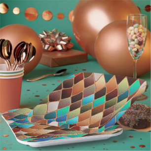 Plato De Papel Patrón de diamante colorido