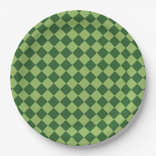 Plato De Papel Patrón de diamante de cuadros verdes